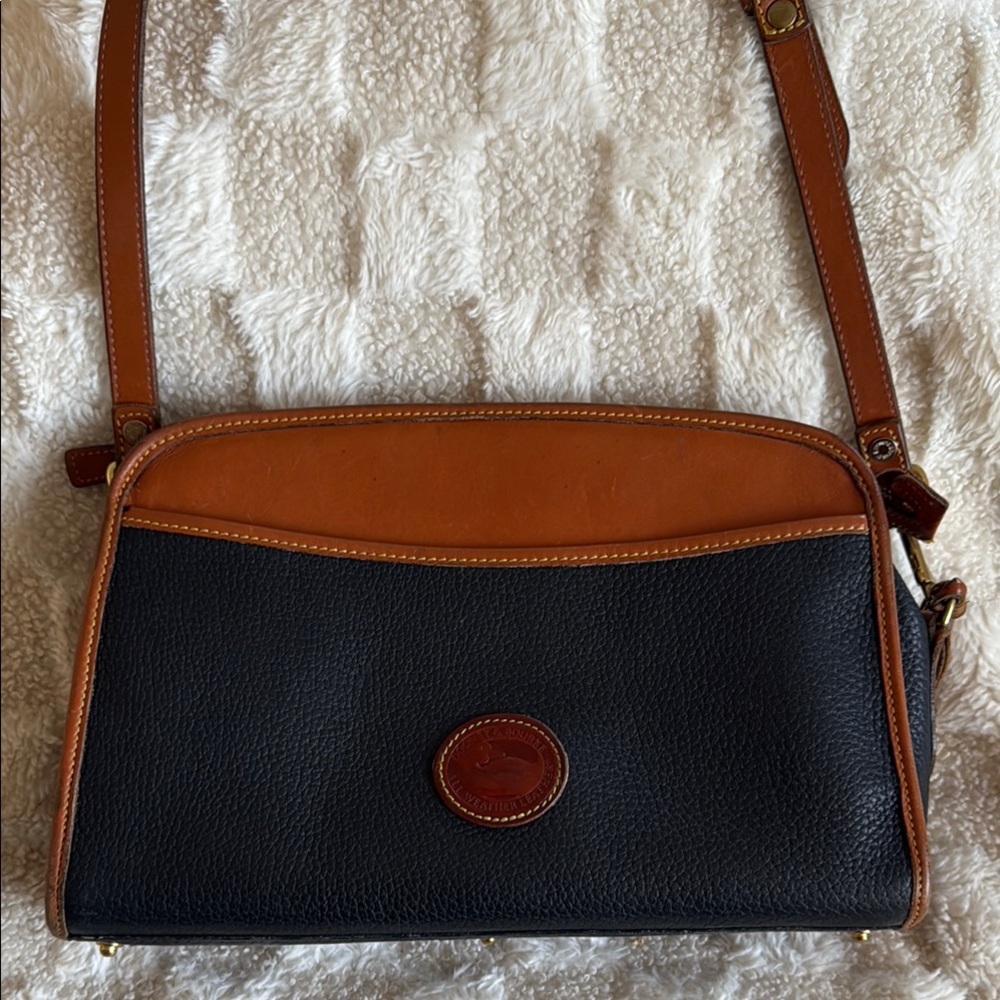 Brown and Black Leather Crossbody Bag